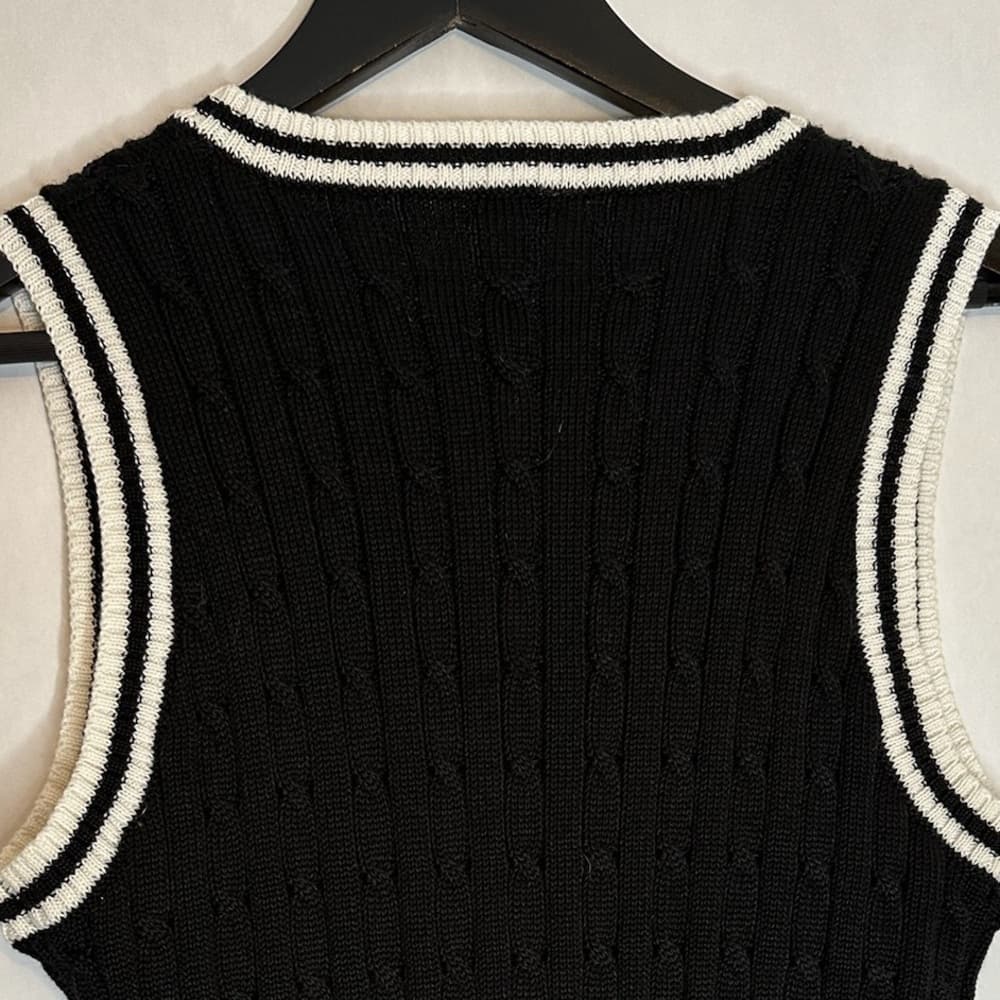Summerland Black Cable Knit Sweater Vest Preppy Old Money Aesthetic Size Large - Thumbnail 6
