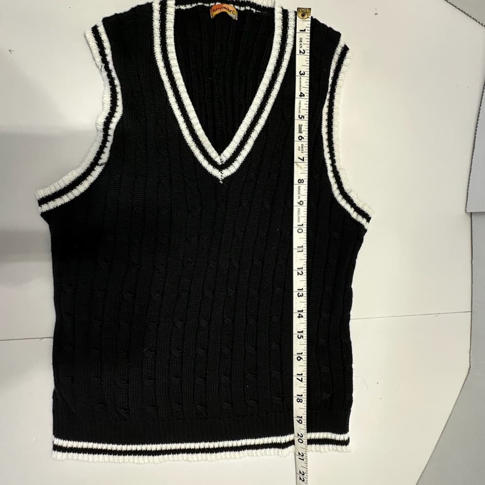 Summerland Black Cable Knit Sweater Vest Preppy Old Money Aesthetic Size Large - Thumbnail 14