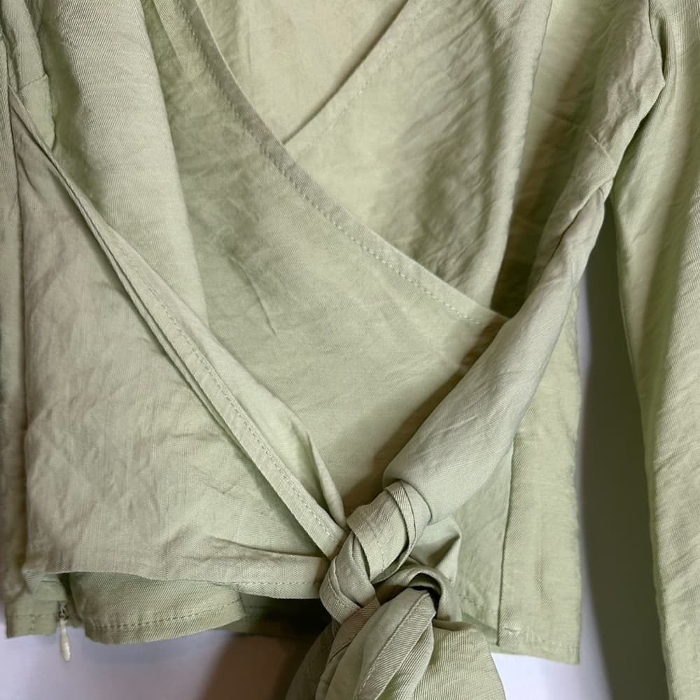 Princess Polly Alena Wrap Top in Sage Light Green Size US 2 - Thumbnail 10