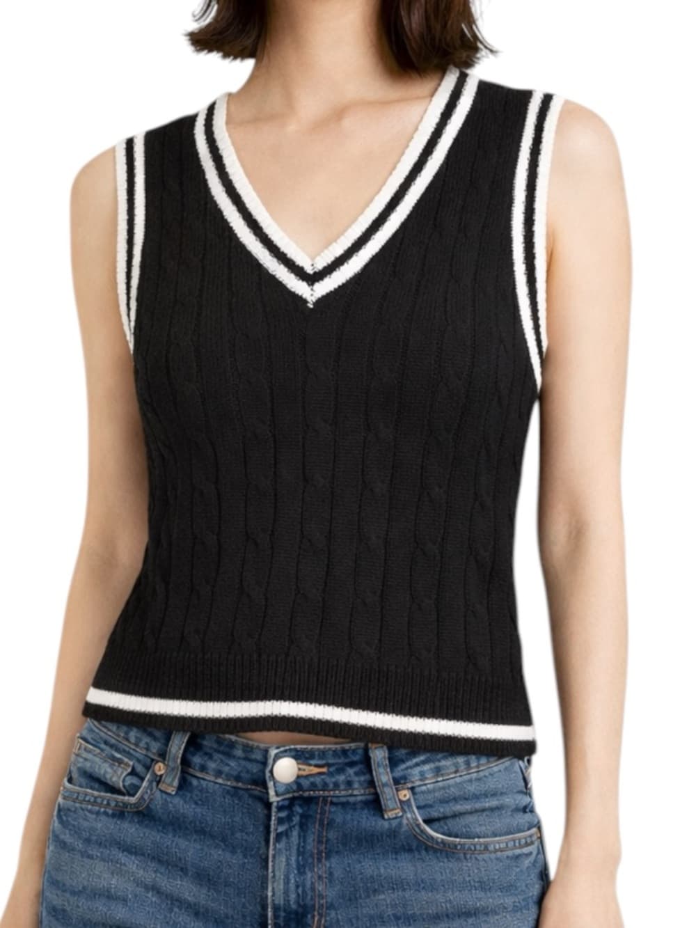 Summerland Black Cable Knit Sweater Vest Preppy Old Money Aesthetic Size Large - Thumbnail 16