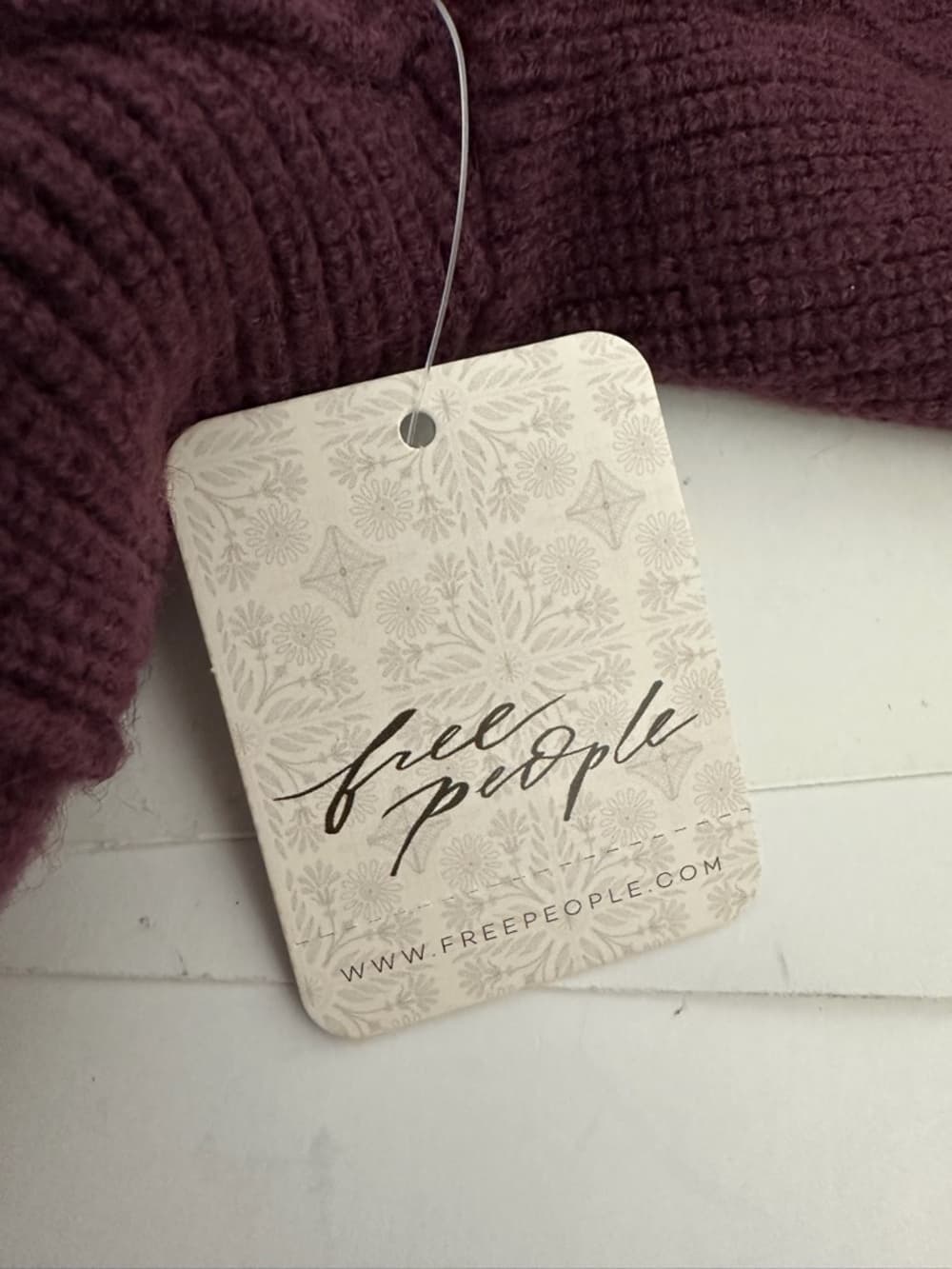 Free People Saffron Fitted Sweater Long Sleeve Pomegranate Wine Top Boho Large - Thumbnail 10