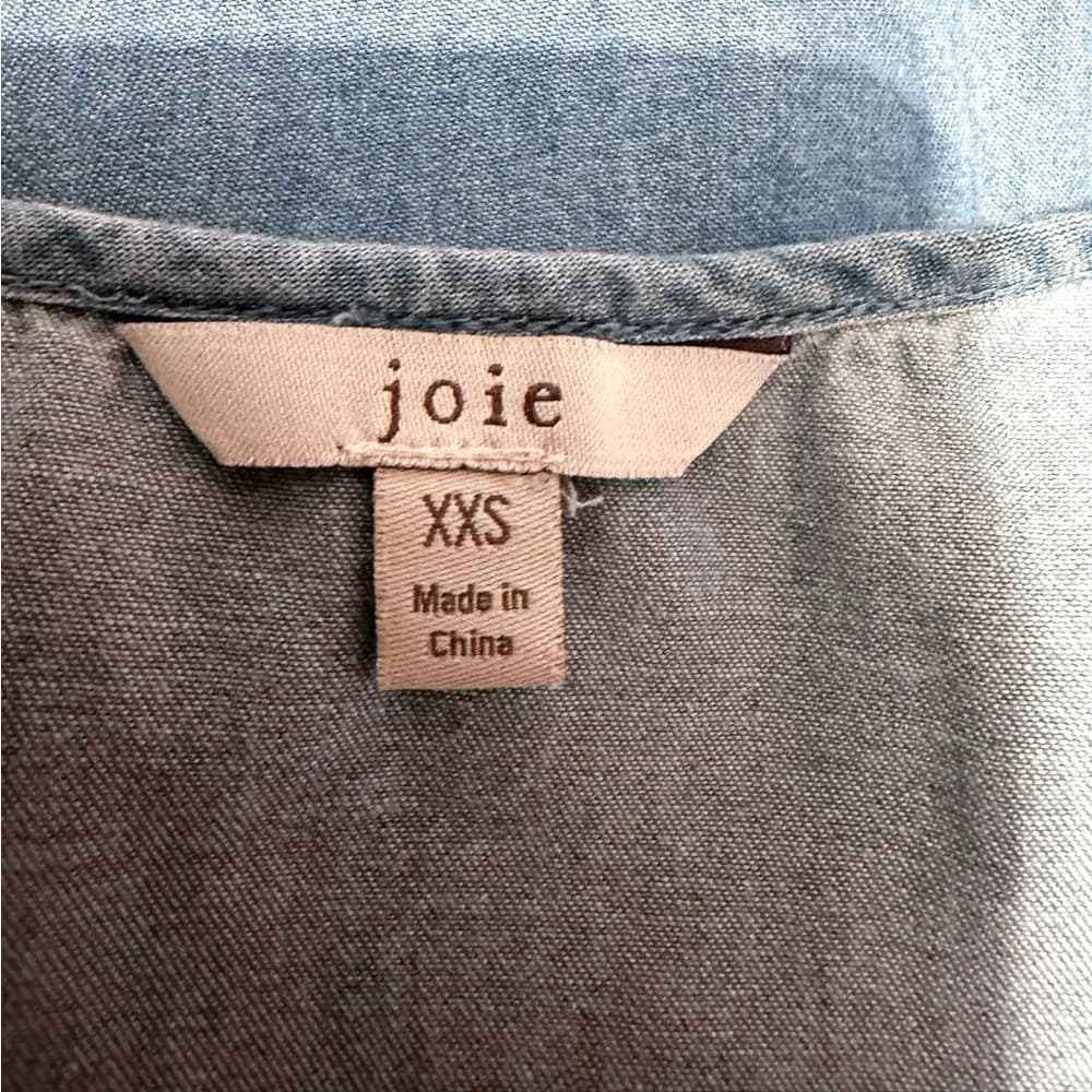 Joie Chambray Blue Smocked Strap Top Boho Minimalist XXS Quiet Luxury Coastal - Thumbnail 3