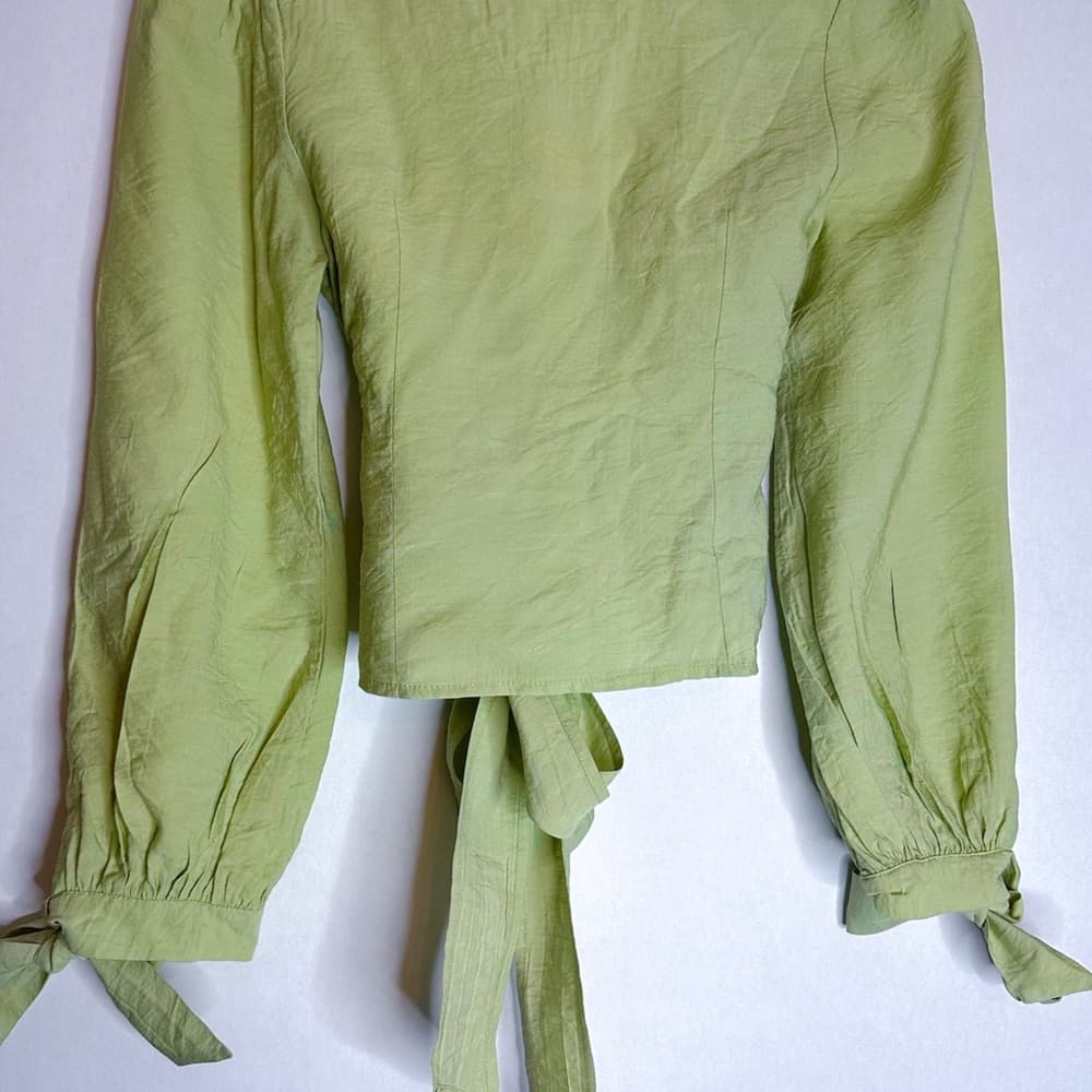 Princess Polly Alena Wrap Top in Sage Light Green Size US 2 - Thumbnail 7