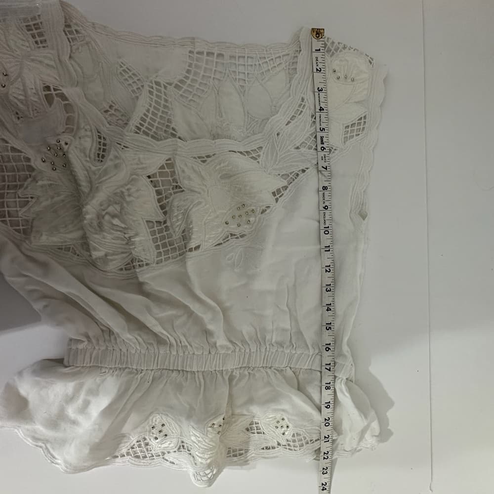 Forever 21 Floral Lace Off White Embroidered Peplum Top Likely Size Medium - Thumbnail 11