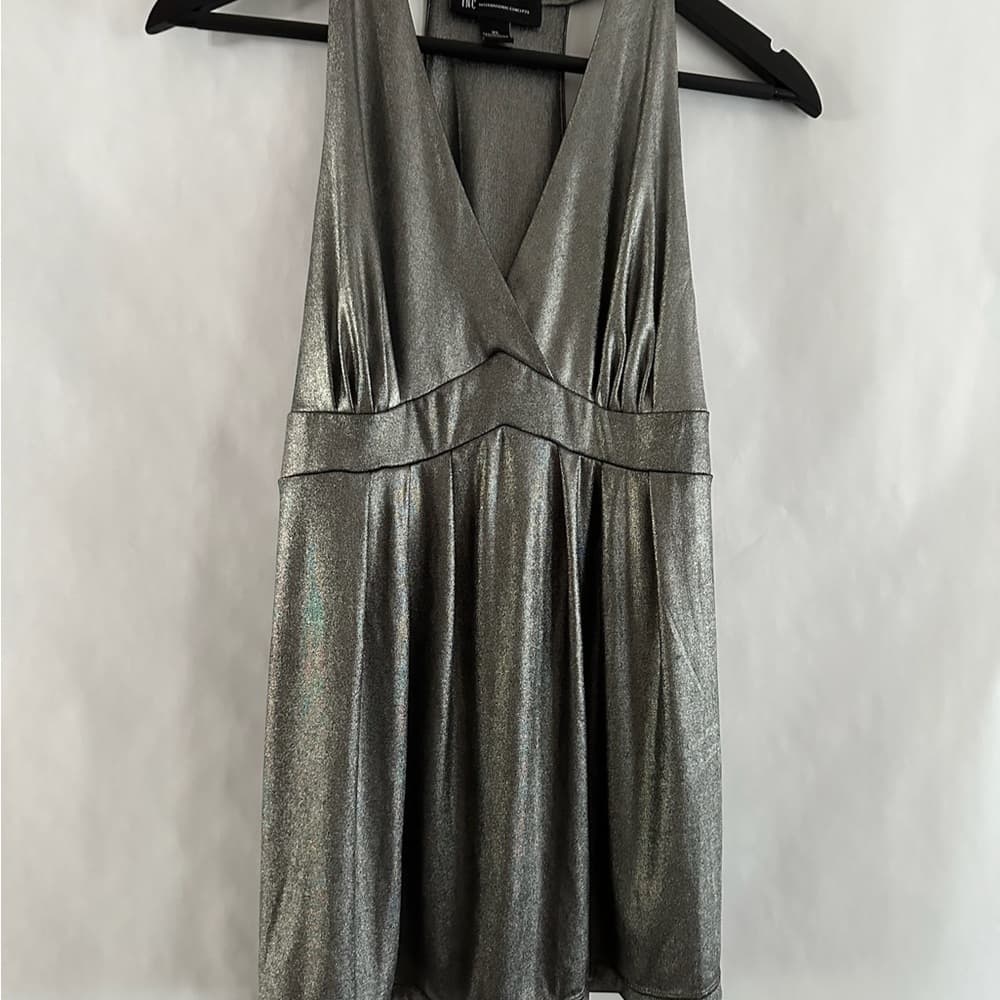 INC International Concepts Metallic Silver Sleeveless Halter Top Women’s XL - Thumbnail 7