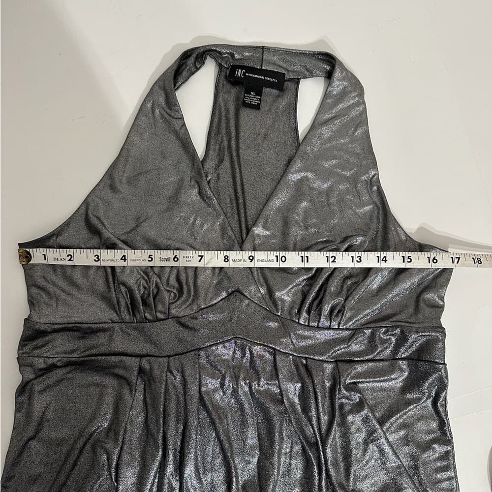 INC International Concepts Metallic Silver Sleeveless Halter Top Women’s XL - Thumbnail 11