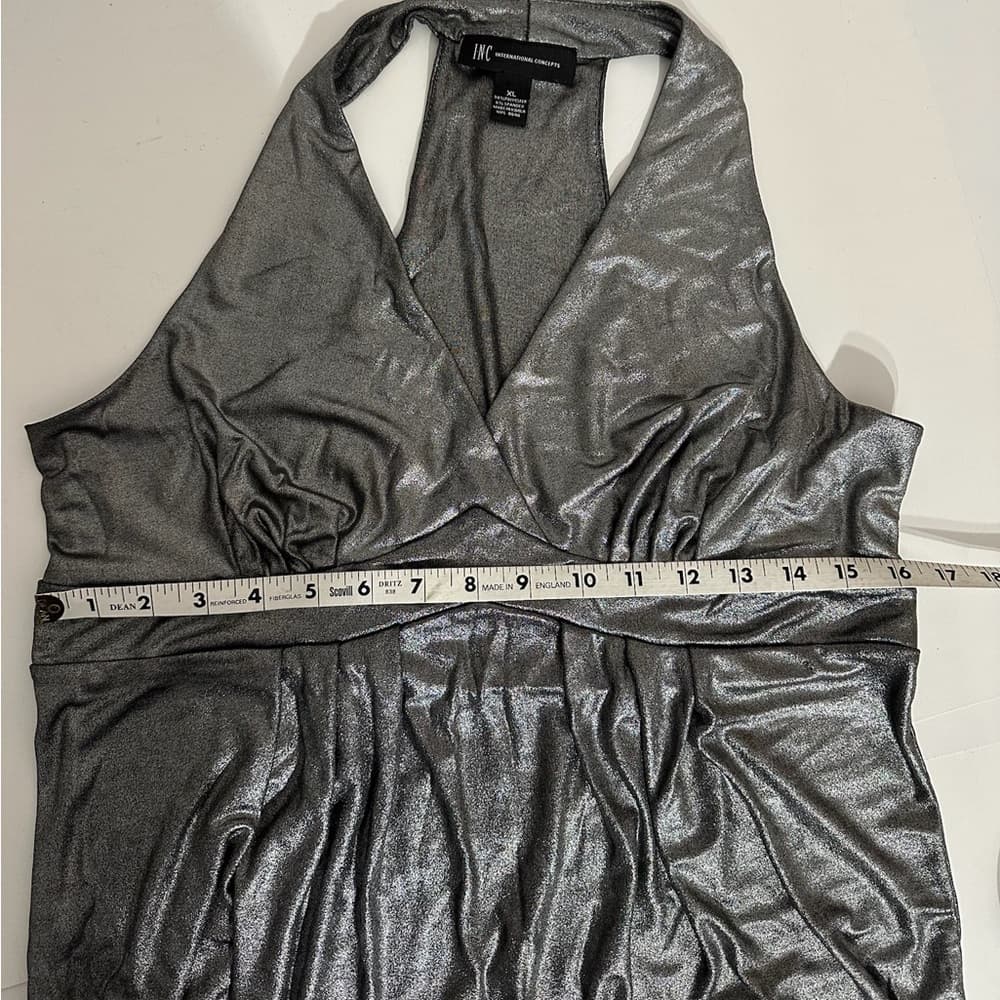 INC International Concepts Metallic Silver Sleeveless Halter Top Women’s XL - Thumbnail 10