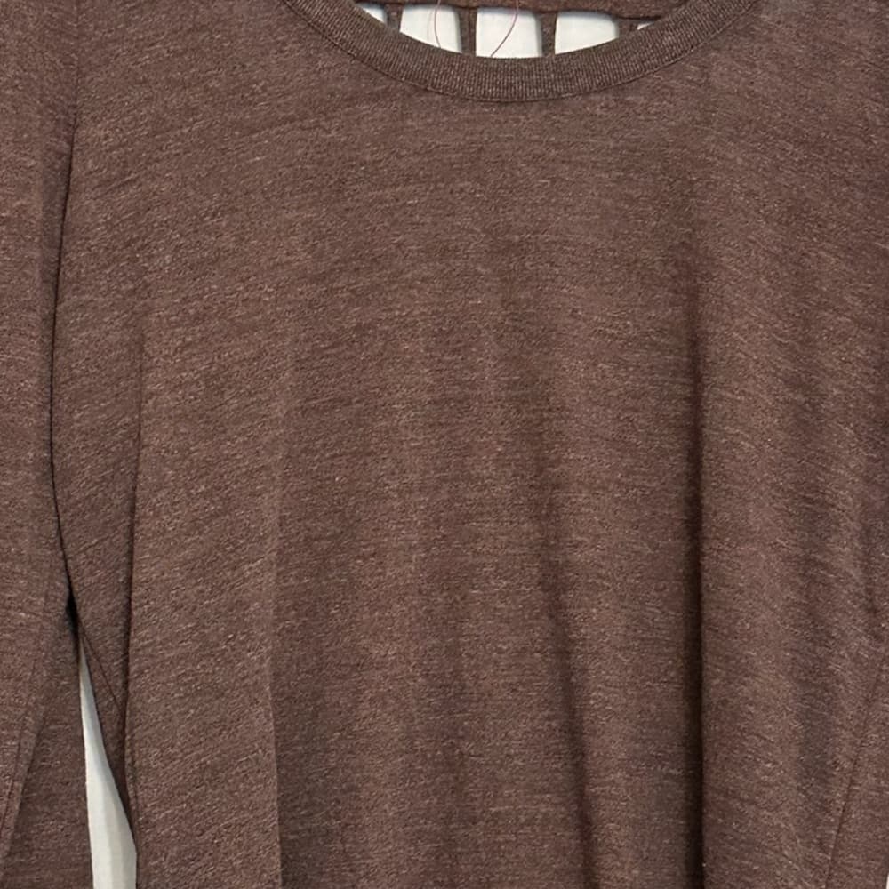 NWT CHASER Revolve Caged Knotted Back Top Long Sleeve Boho Heather Brown Medium - Thumbnail 9