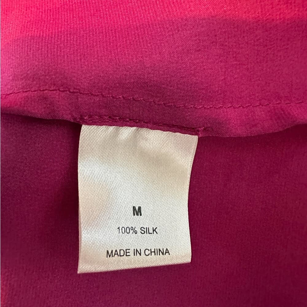 ZOA New York Pink Ombre Cold Shoulder Satin Top Blouse Medium - Thumbnail 2