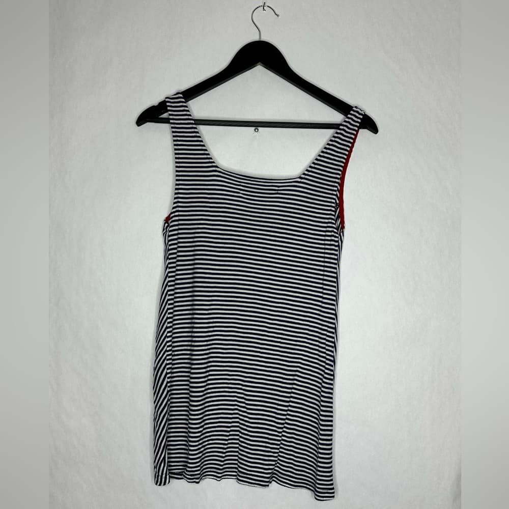 Zara Collection Navy White Striped Tank Top Red Trim Nautical Y2K Size Medium - Thumbnail 5