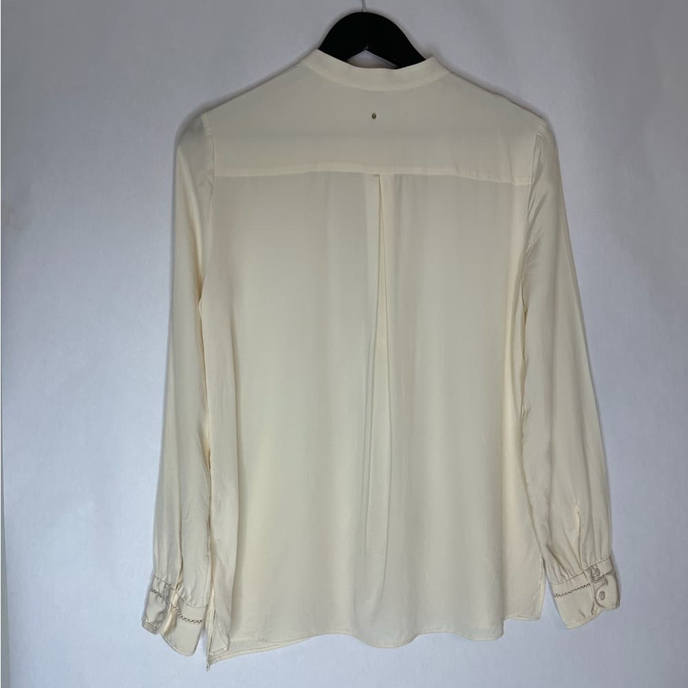 Cuyana Silk Blouse Black Trim Button-Up Top Small Minimalist Quiet Luxury Chic - Thumbnail 5