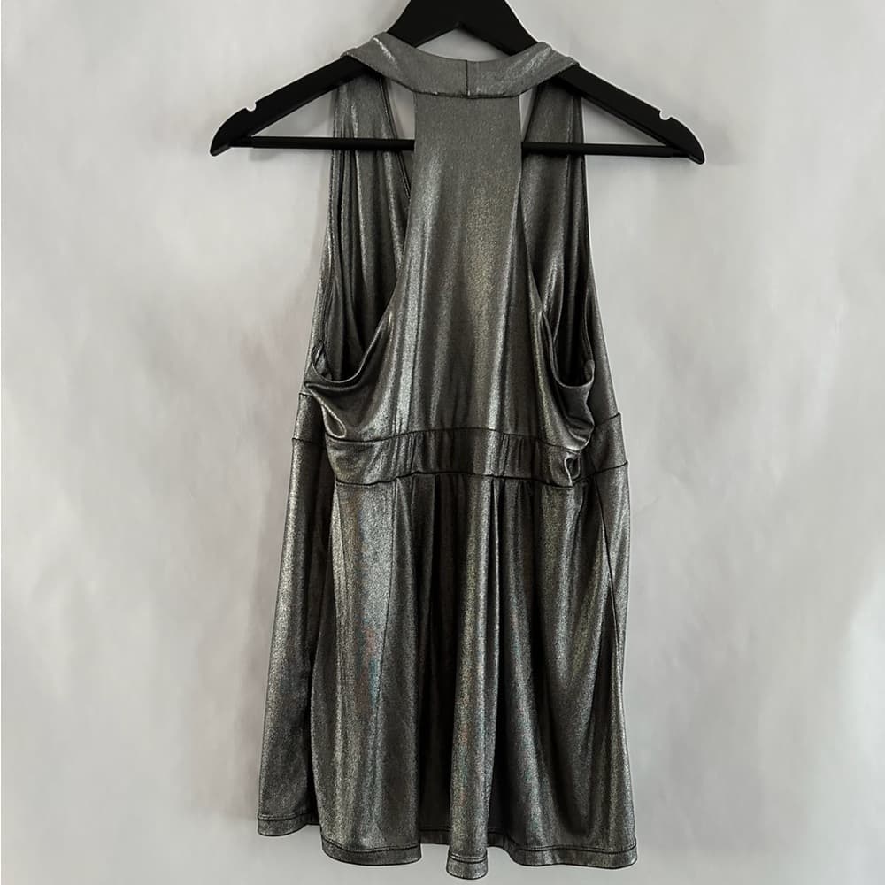 INC International Concepts Metallic Silver Sleeveless Halter Top Women’s XL - Thumbnail 3
