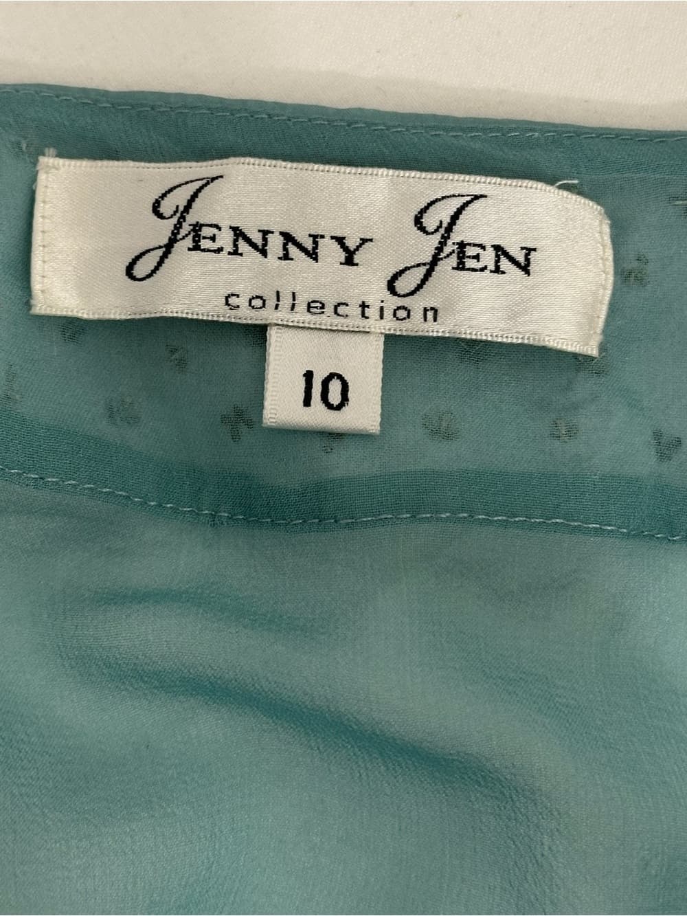 Jenny Jen Collection Vintage Rhinestone Beaded Sheer Boho Blouse Size 10 Mermaid - Thumbnail 7