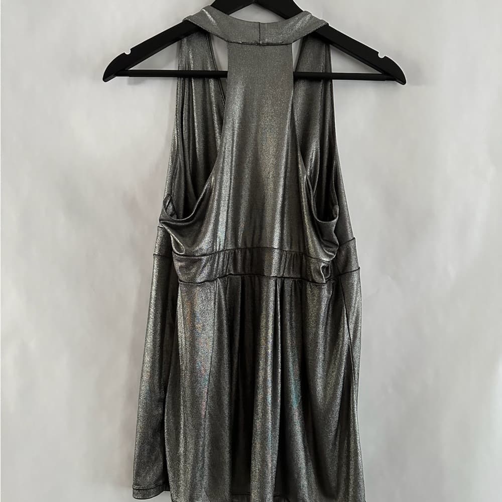 INC International Concepts Metallic Silver Sleeveless Halter Top Women’s XL - Thumbnail 8
