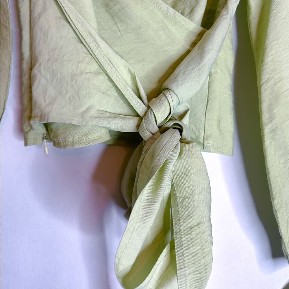 Princess Polly Alena Wrap Top in Sage Light Green Size US 2 - Thumbnail 9