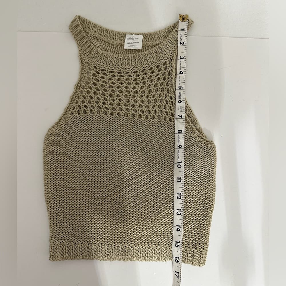 Camaroha Sutra Hand Knit Neutral Tank Top Open Weave Boho (See Measurements) - Thumbnail 8