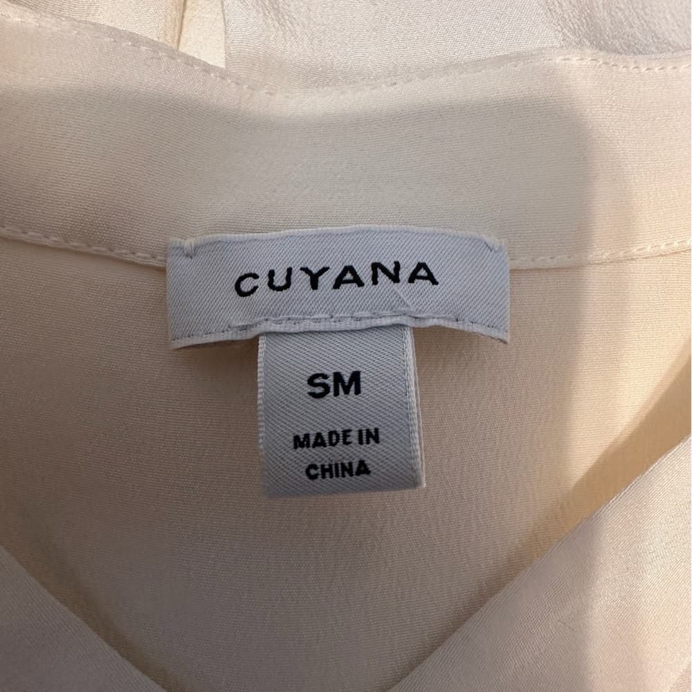 Cuyana Silk Blouse Black Trim Button-Up Top Small Minimalist Quiet Luxury Chic - Thumbnail 9