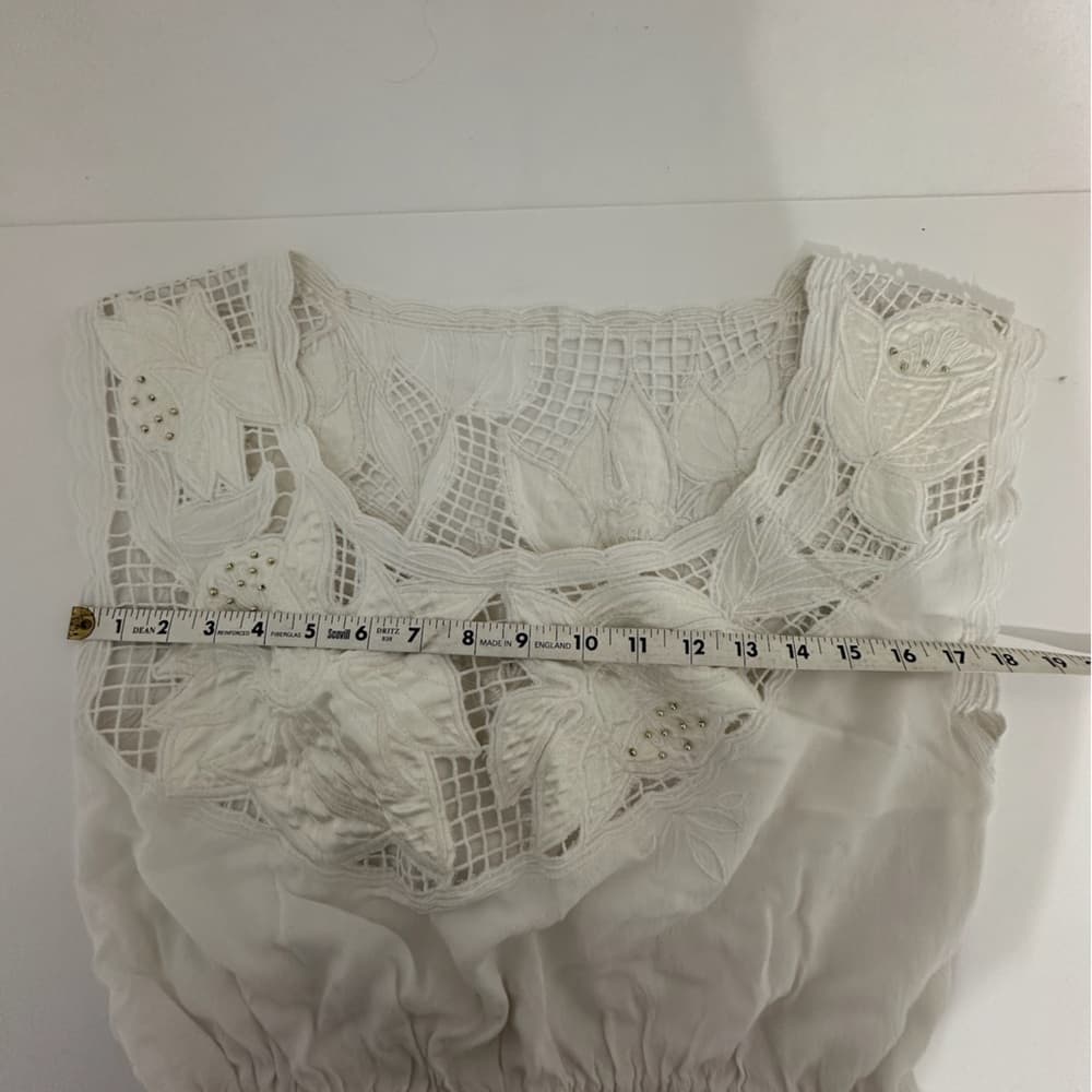 Forever 21 Floral Lace Off White Embroidered Peplum Top Likely Size Medium - Thumbnail 10