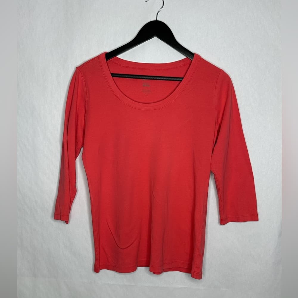J.Jill Perfect Pima Shirt 3/4 Sleeve Tee Soft Everyday Essential Size Medium - Thumbnail 4