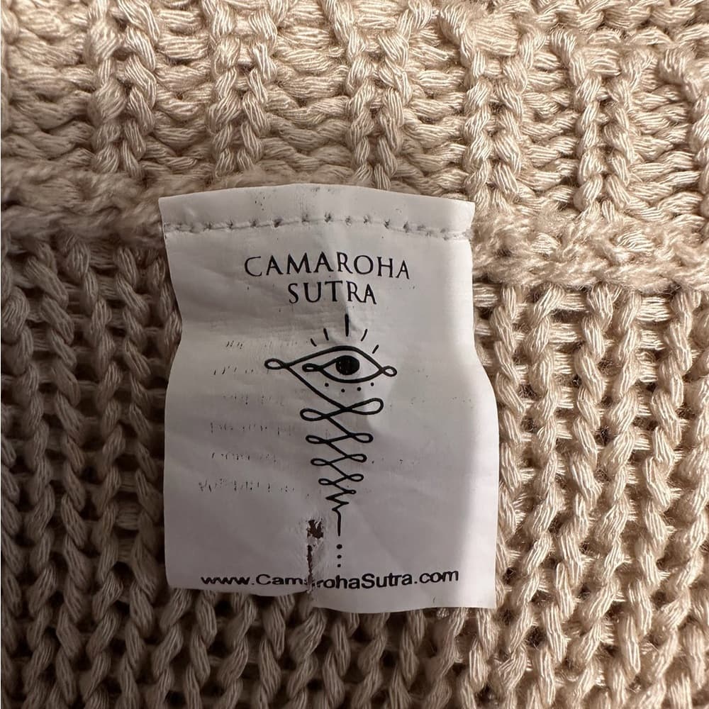 Camaroha Sutra Hand Knit Neutral Tank Top Open Weave Boho (See Measurements) - Thumbnail 4