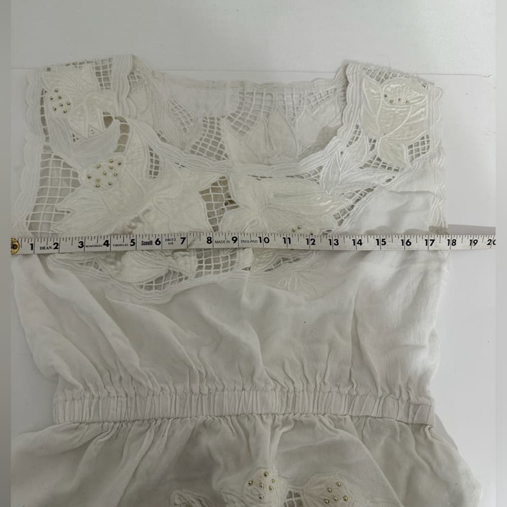 Forever 21 Floral Lace Off White Embroidered Peplum Top Likely Size Medium - Thumbnail 12
