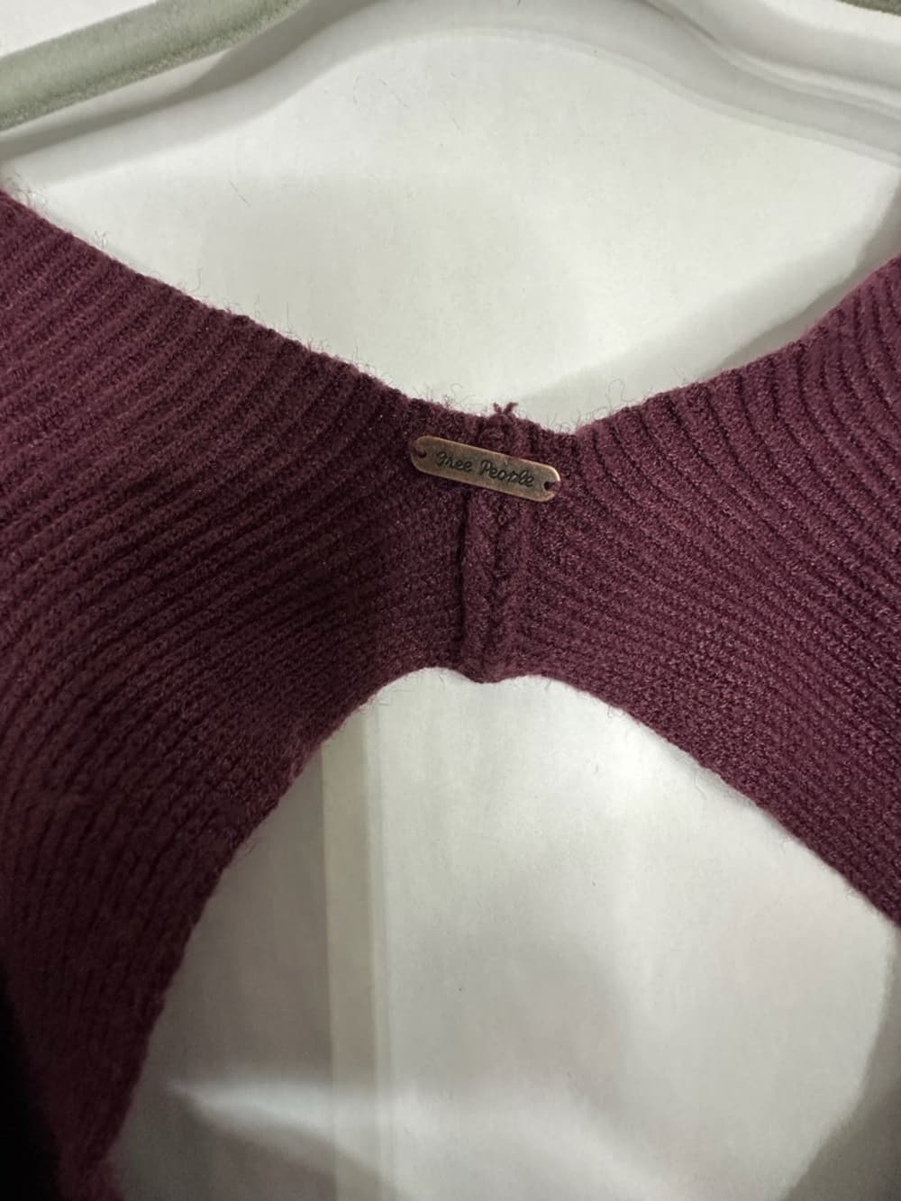 Free People Saffron Fitted Sweater Long Sleeve Pomegranate Wine Top Boho Large - Thumbnail 3