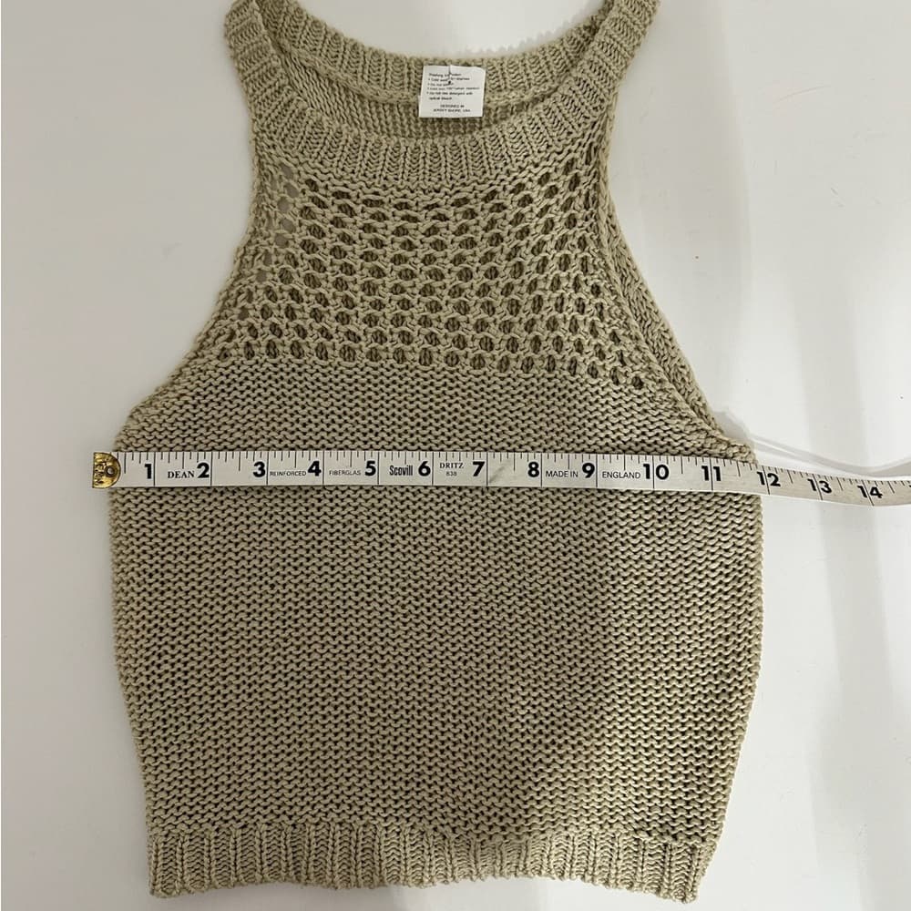 Camaroha Sutra Hand Knit Neutral Tank Top Open Weave Boho (See Measurements) - Thumbnail 5