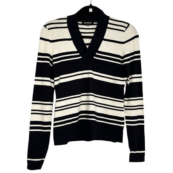 525 America Striped V-Neck Sweater Preppy Classic Size X-Small XS - Thumbnail 8