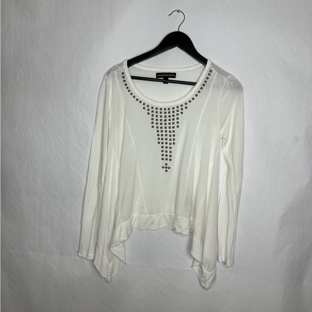 Rock & Republic Studded Long Sleeve Top Size Small Boho Luxe Y2K - Thumbnail 8
