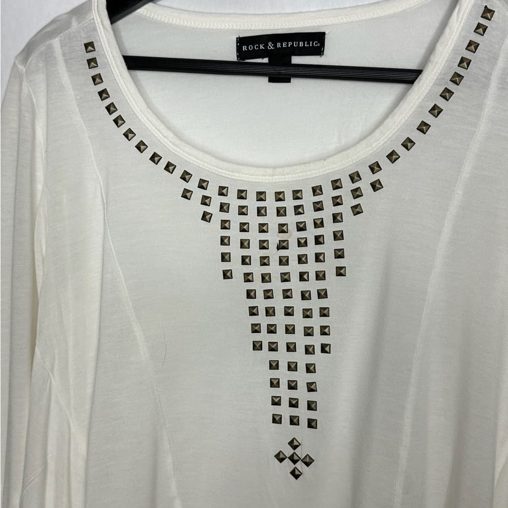 Rock & Republic Studded Long Sleeve Top Size Small Boho Luxe Y2K - Thumbnail 6