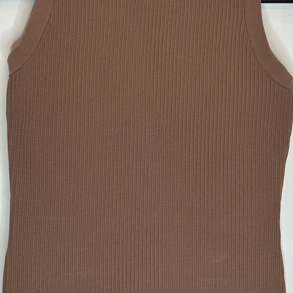 HAPPILY GREY Ribbed Knit Neutral Dark Tan Tight Fitting Tank Top - Size Small - Thumbnail 6