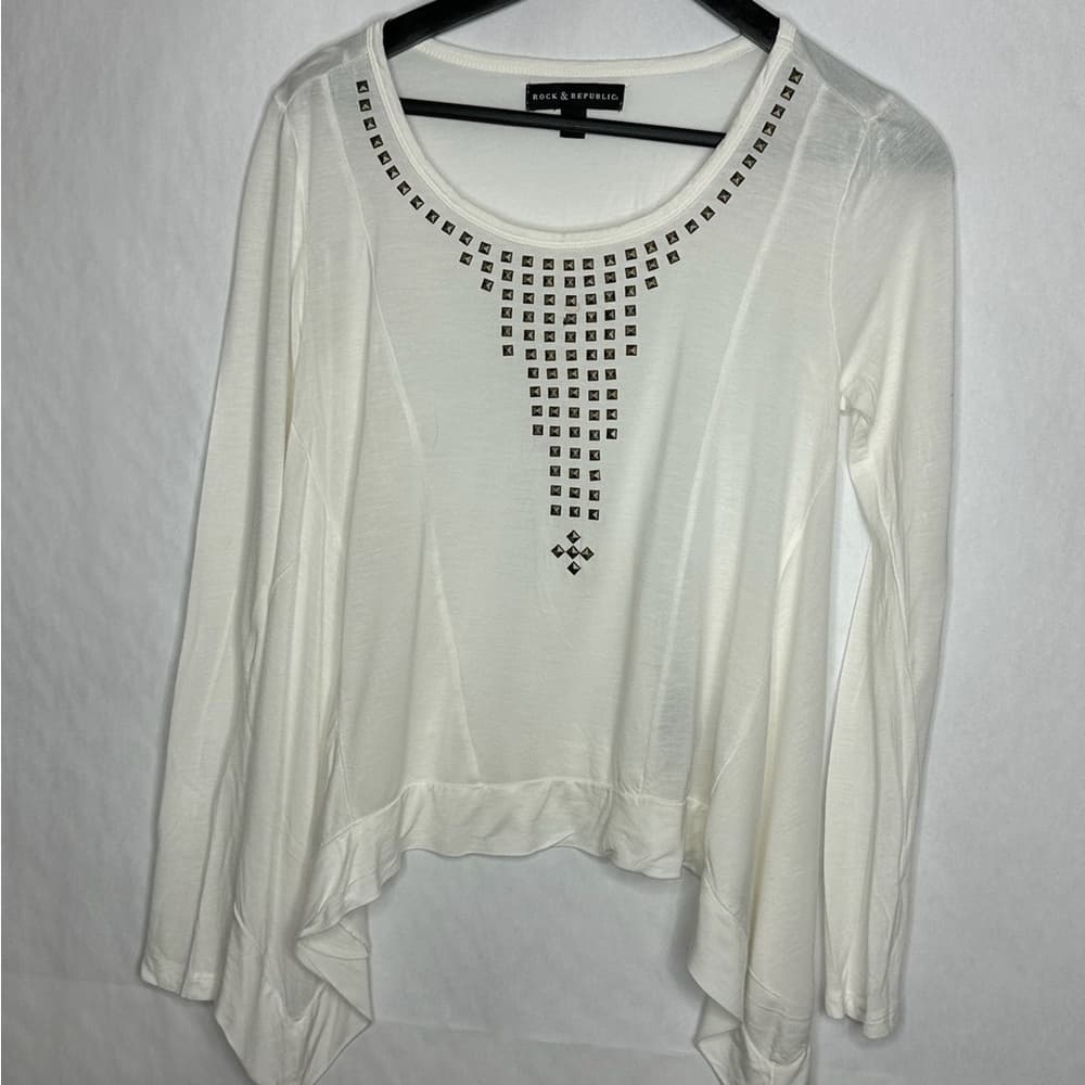 Rock & Republic Studded Long Sleeve Top Size Small Boho Luxe Y2K - Thumbnail 7