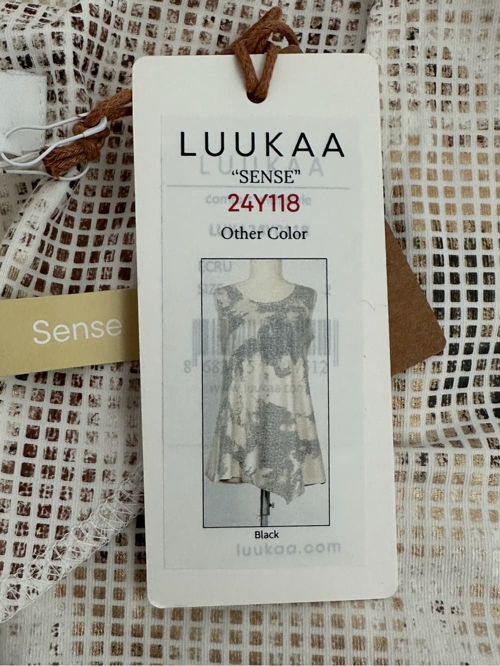 NWT Luukaa Sense Grid Design Sleeveless Top Asymmetrical Hem Neutral Chic US 8 - Thumbnail 7