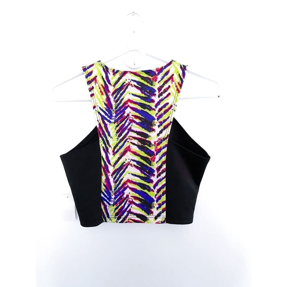 NWT Charlotte Russe Y2K Neon Zebra Multicolor Black Panel Cropped Top Size Large - Thumbnail 3