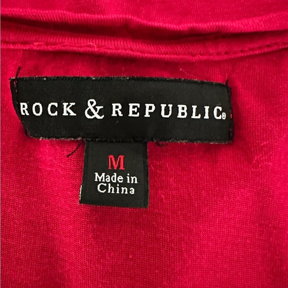 Rock & Republic Magenta Cold Shoulder Studded Long Sleeve Top Size Medium Punk - Thumbnail 6