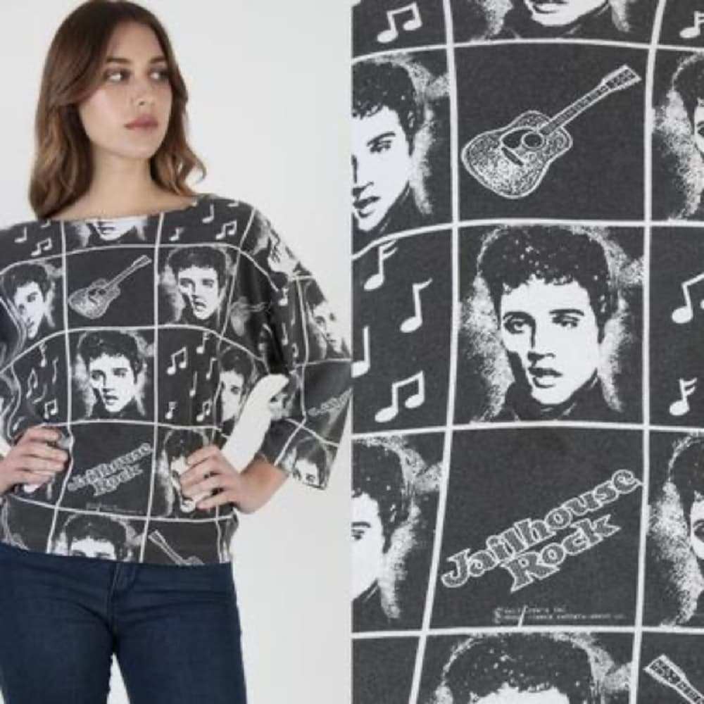 Liberty Flyer Vintage Elvis Presley Jailhouse Rock All Over Print Top Medium - Thumbnail 10