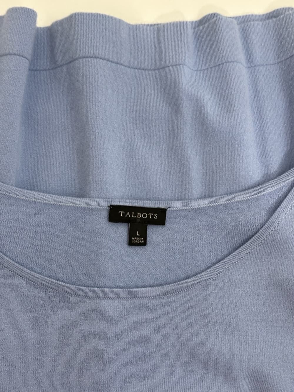 Talbots Light Blue Knit Top Boat Neck 3/4 Sleeve Soft Minimal Sweater Size Large - Thumbnail 3