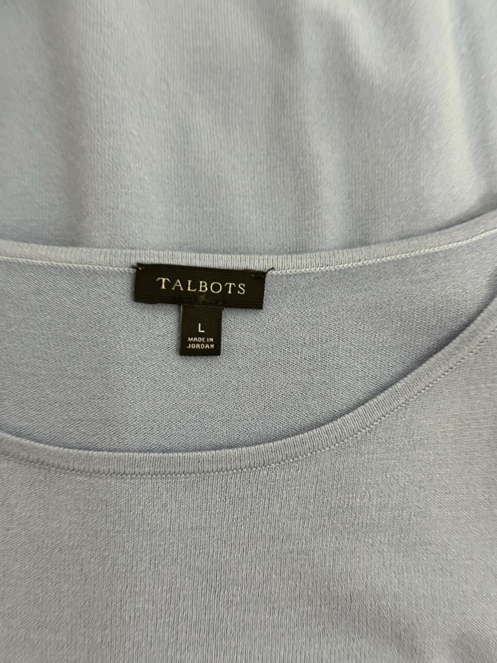 Talbots Light Blue Knit Top Boat Neck 3/4 Sleeve Soft Minimal Sweater Size Large - Thumbnail 6
