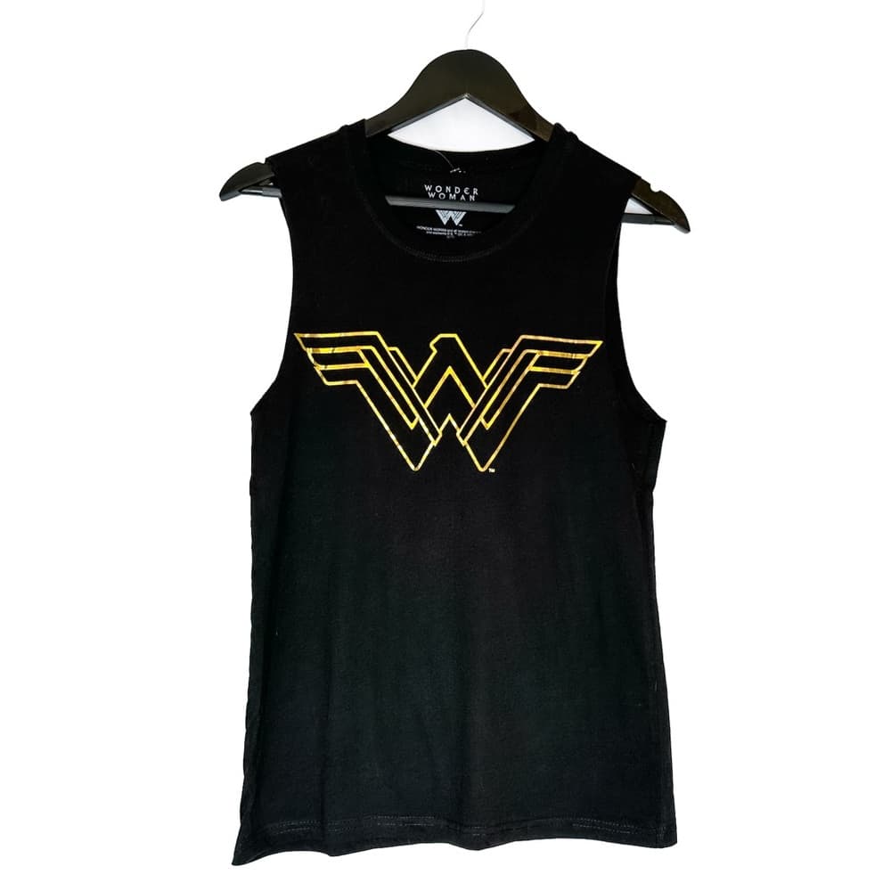 NWT DC Comics Wonder Woman Black Gold Graphic Muscle Tee Superhero Size Medium - Thumbnail 2