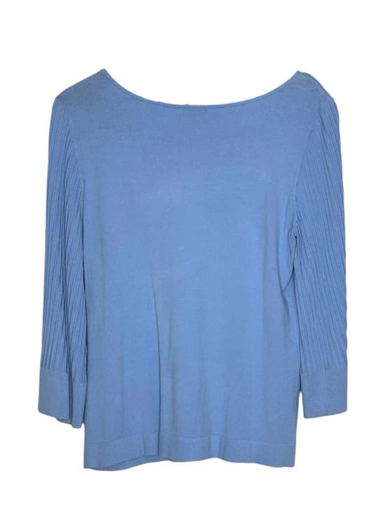 Talbots Light Blue Knit Top Boat Neck 3/4 Sleeve Soft Minimal Sweater Size Large - Thumbnail 9