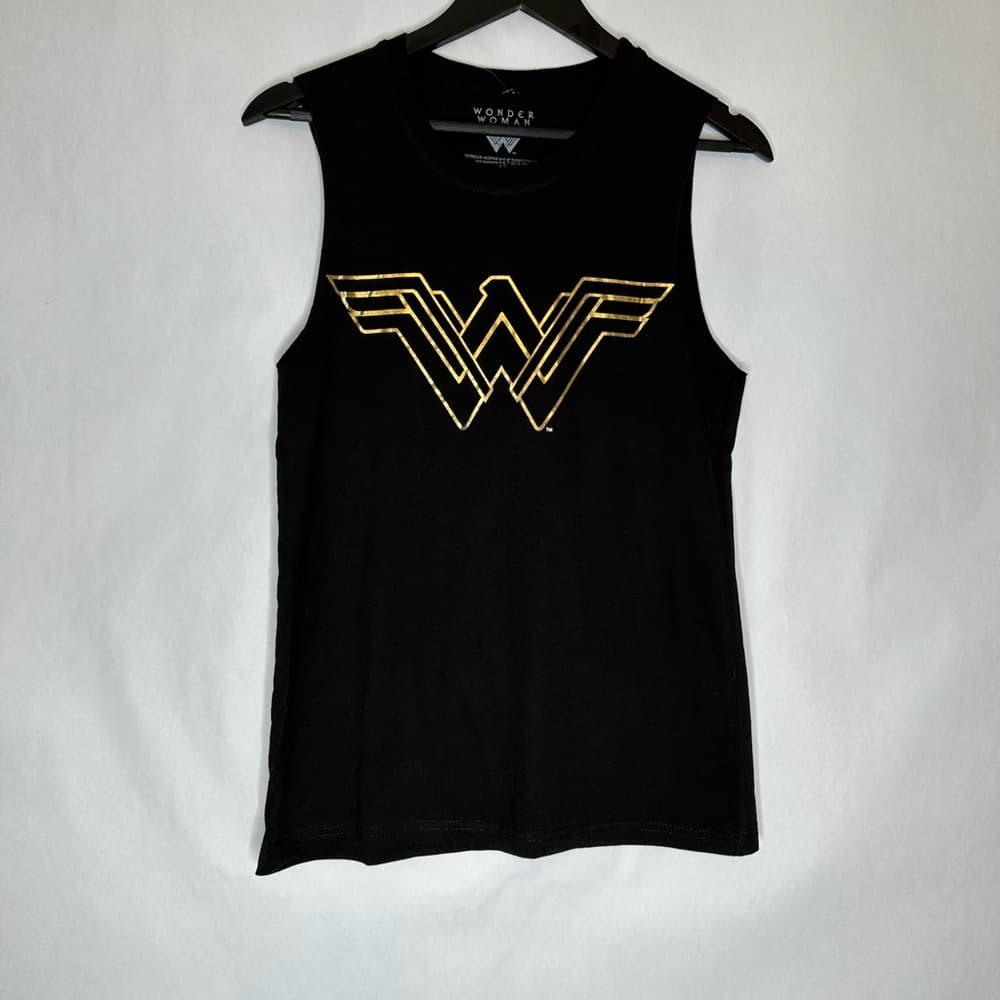 NWT DC Comics Wonder Woman Black Gold Graphic Muscle Tee Superhero Size Medium - Thumbnail 4
