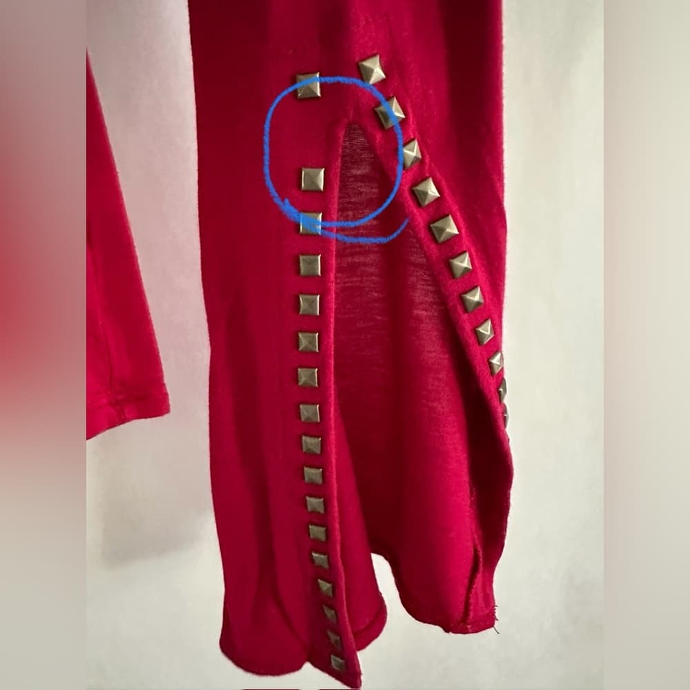 Rock & Republic Magenta Cold Shoulder Studded Long Sleeve Top Size Medium Punk - Thumbnail 10