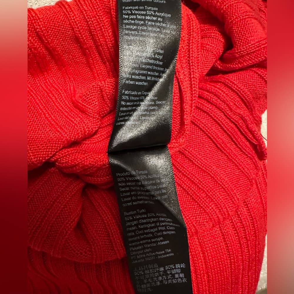 Topshop Red Ribbed Long Sleeve Knit Top Slim Fit V-Neck Shirt Womens Size 0-2 - Thumbnail 6