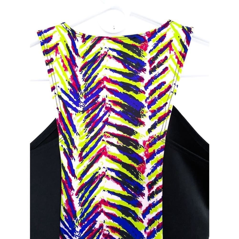 NWT Charlotte Russe Y2K Neon Zebra Multicolor Black Panel Cropped Top Size Large - Thumbnail 4