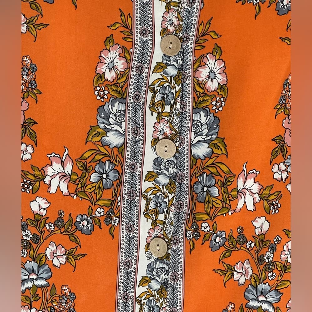 JNY Jones New York Floral Sleeveless Blouse Orange Size 1X Bohemian Resortwear - Thumbnail 5