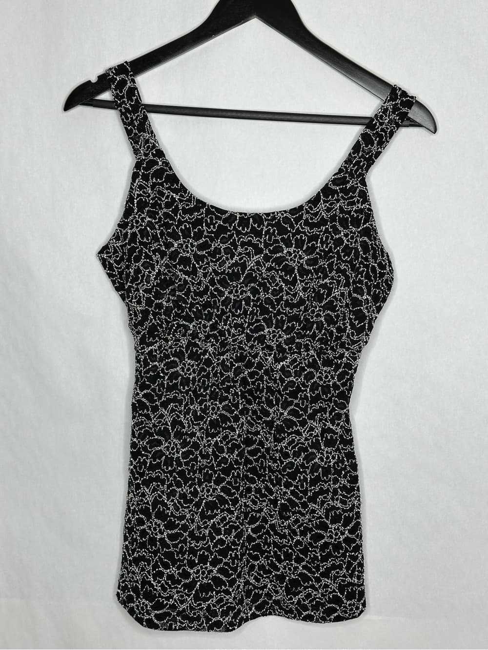 NWT Fashion Bug Black Lace Tank Lined Stretch Boho Chic Y2K Small Romantic - Thumbnail 2