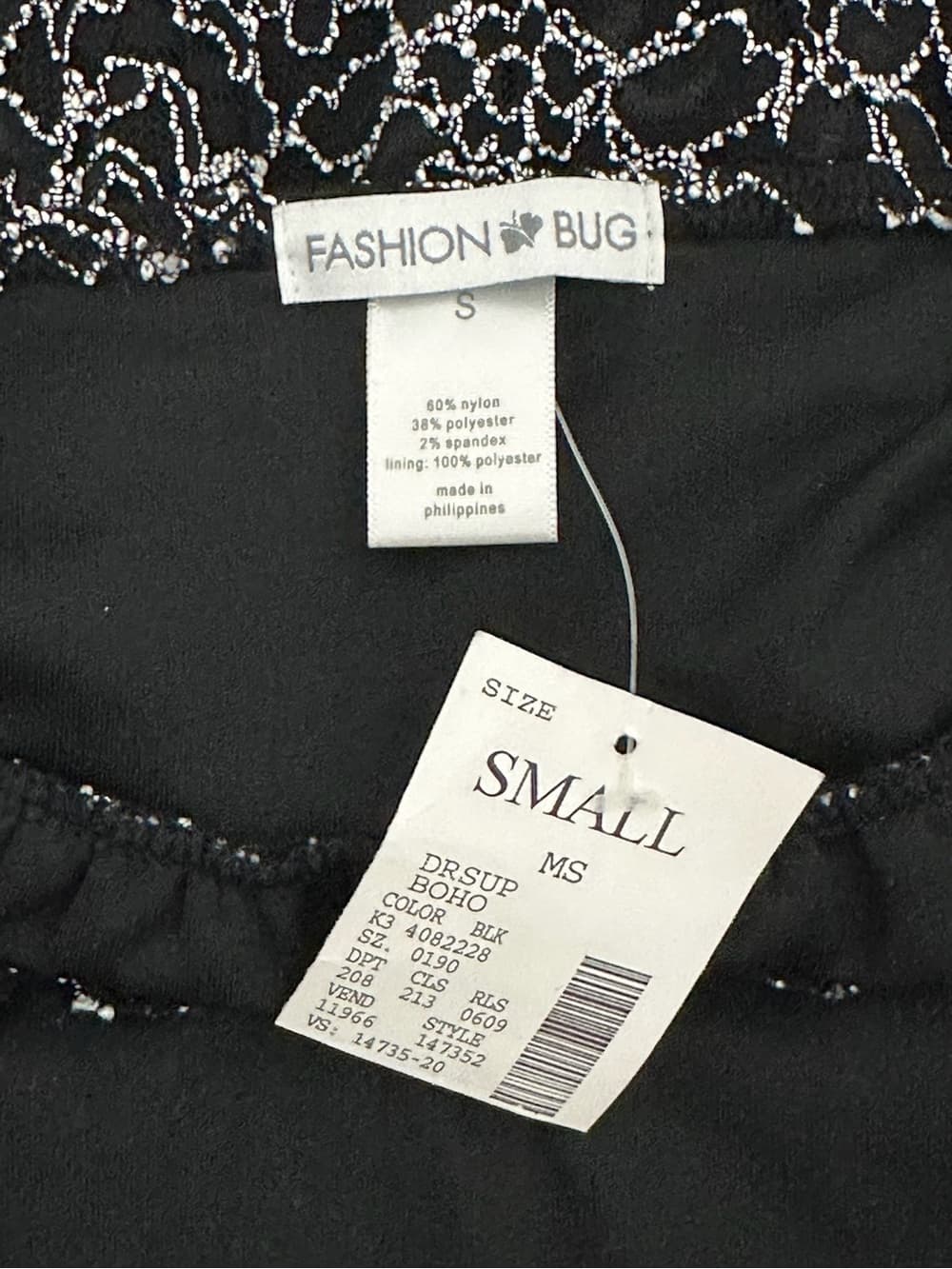 NWT Fashion Bug Black Lace Tank Lined Stretch Boho Chic Y2K Small Romantic - Thumbnail 4