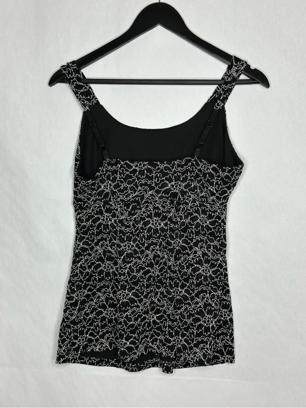 NWT Fashion Bug Black Lace Tank Lined Stretch Boho Chic Y2K Small Romantic - Thumbnail 3