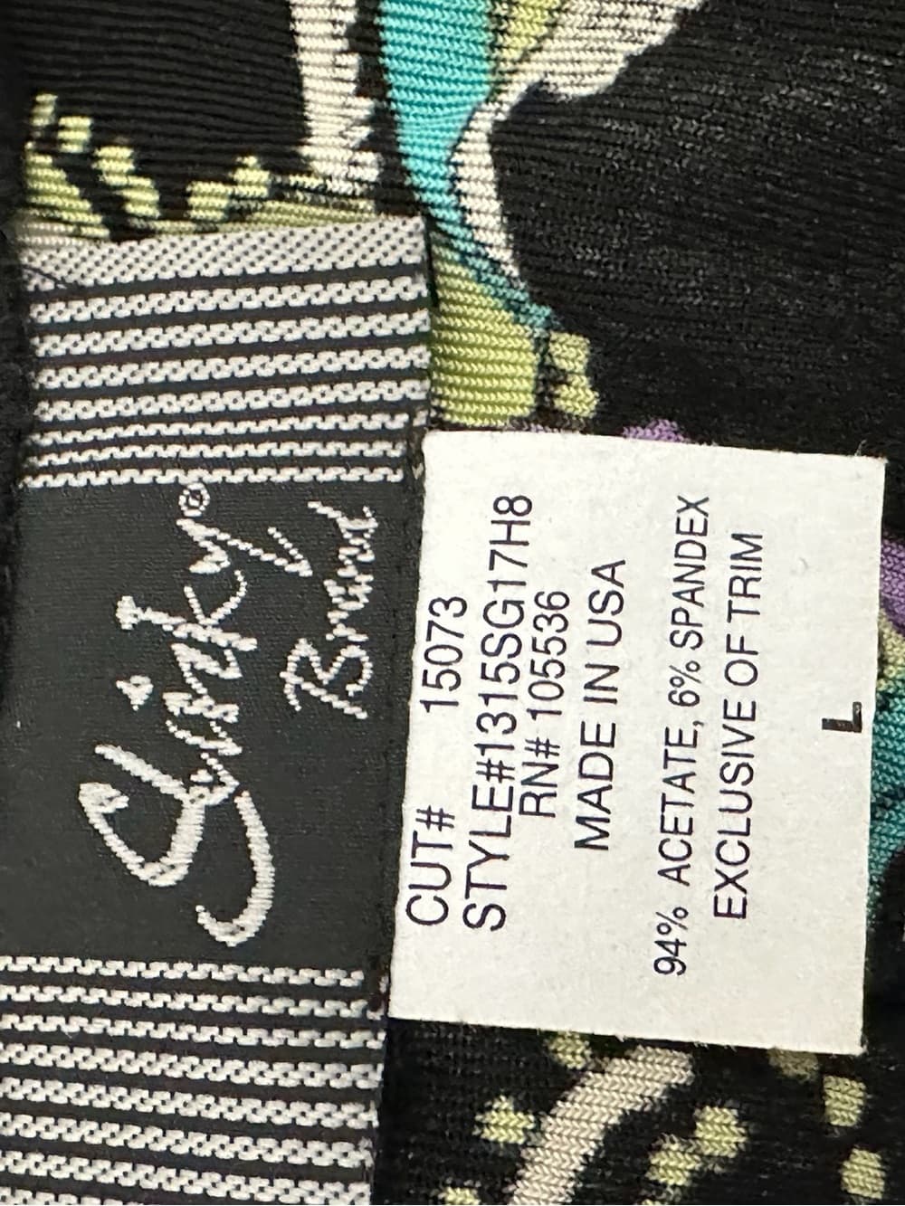 Slinky Brand Y2K Paisley Print Top Embellished Neckline Purple Green Size Large - Thumbnail 5