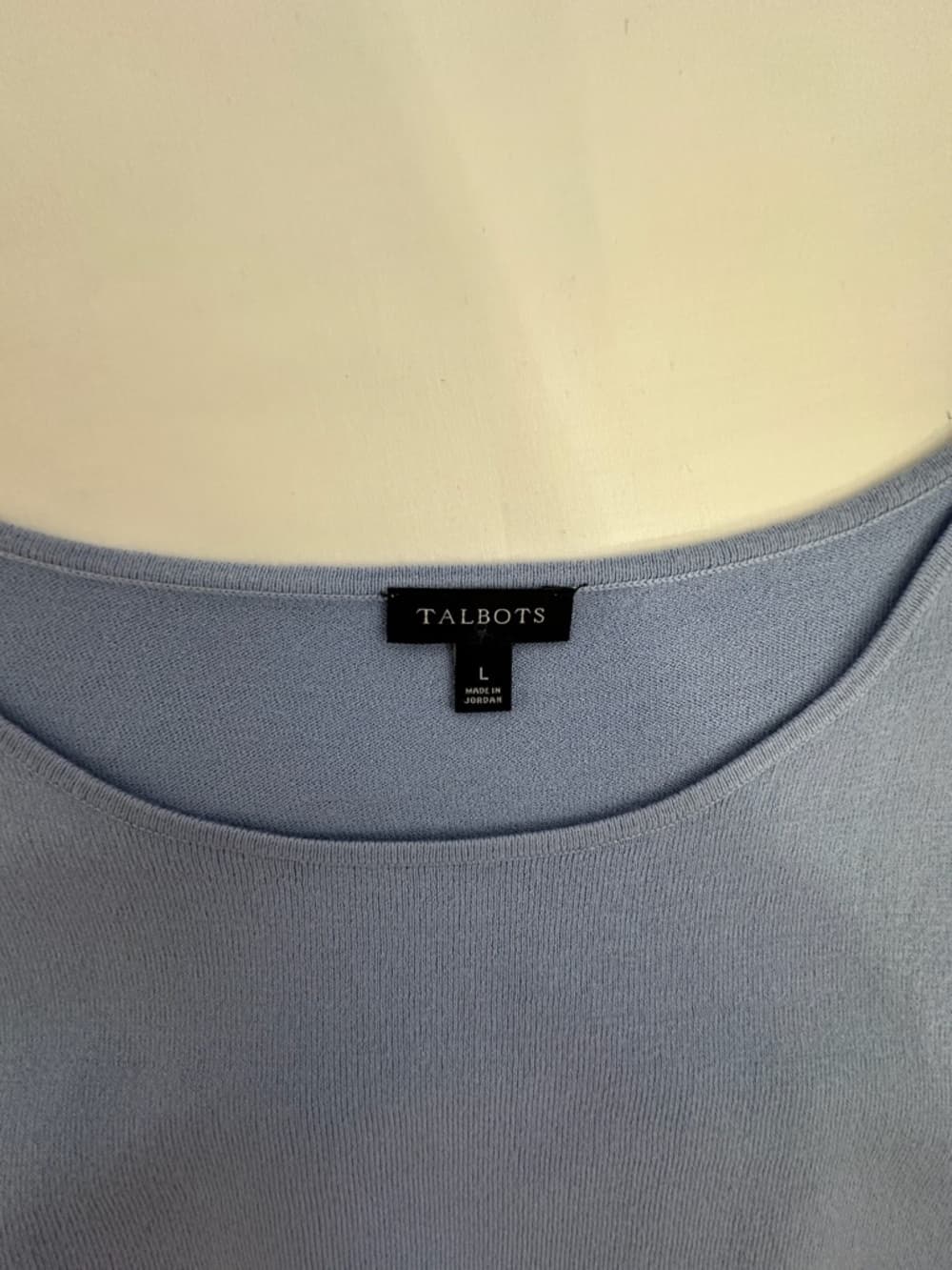 Talbots Light Blue Knit Top Boat Neck 3/4 Sleeve Soft Minimal Sweater Size Large - Thumbnail 5